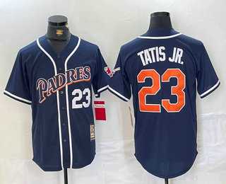 Men%27s San Diego Padres #23 Fernando Tatis Jr Navy Blue Stitched Cool Base Throwback Jersey